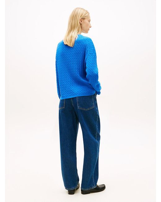 Tommy Hilfiger Blue Cable Knit Relaxed Jumper