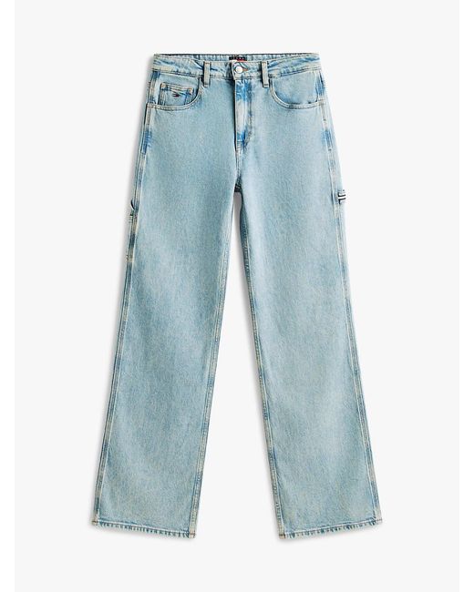 Tommy Hilfiger White Mia Mid Rise Relaxed Straight Leg Carpenter Jeans