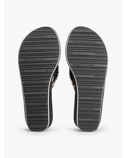 Tommy Hilfiger White Rope Strap Wedge Flip-Flops