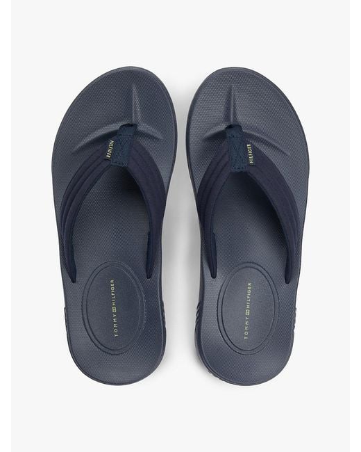 Tommy Hilfiger Blue Padded Strap Contoured Footbed Flip-Flops for men