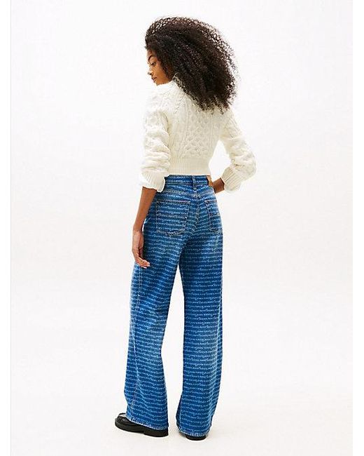 Vaqueros Claire De Pernera Ancha Y Talle Alto Estampados Tommy Hilfiger de color Blue