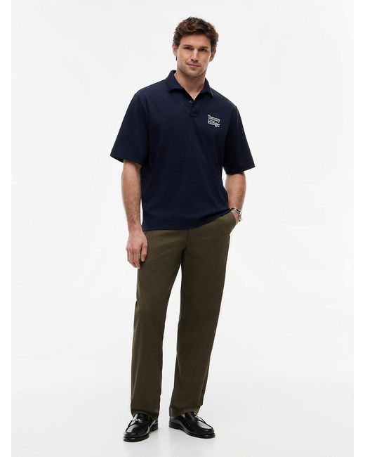 Tommy Hilfiger Blue Oversized Fit Back Logo Polo Shirt for men