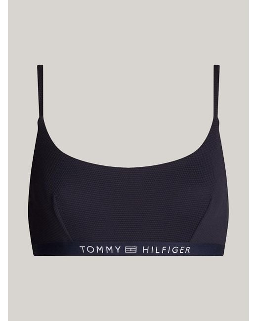 Tommy Hilfiger Blue Tonal Logo Bralette Bikini Top