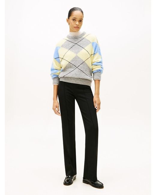 Tommy Hilfiger White Pressed Crease Kick Flare Trousers
