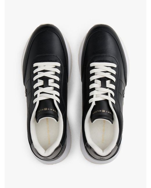 Baskets Chunky En Cuir À Semelle Crantée Tommy Hilfiger en coloris Black