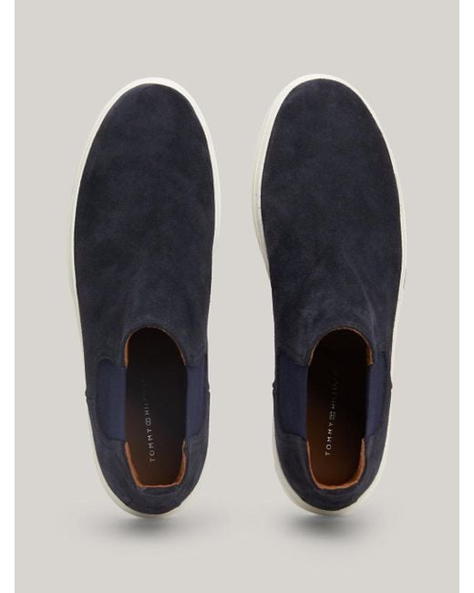 Tommy Hilfiger Blue Suede Casual Chelsea Boots for men