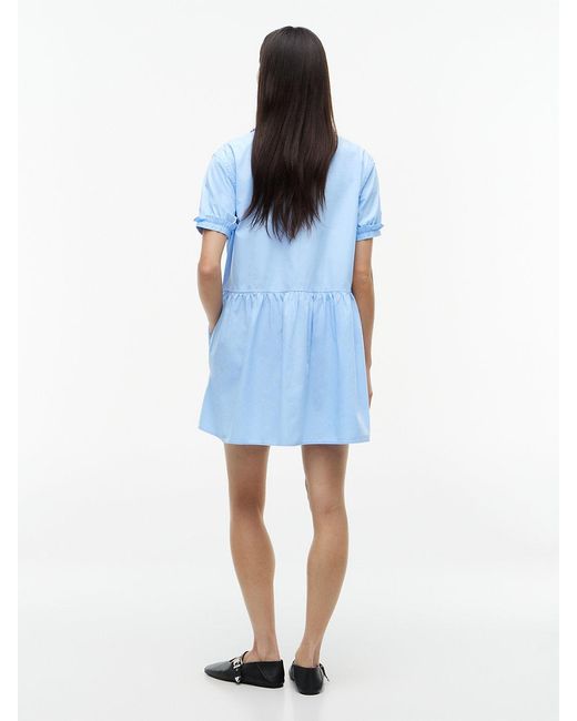 Tommy Hilfiger Blue Ruffle Mini Short Sleeve Shirt Dress