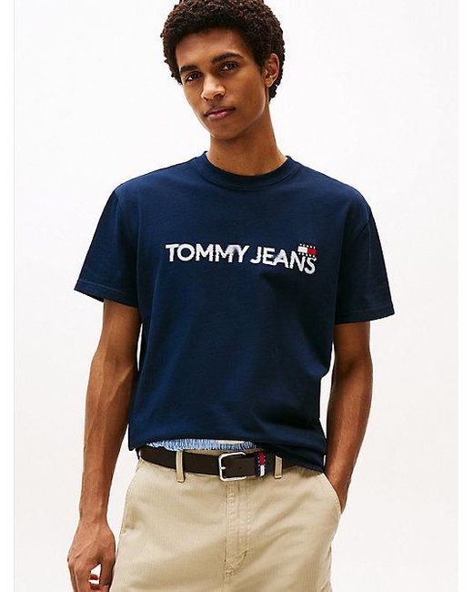 Tommy Hilfiger T-Shirt Met Ronde Hals En Tommy-Badge in het Blue voor heren