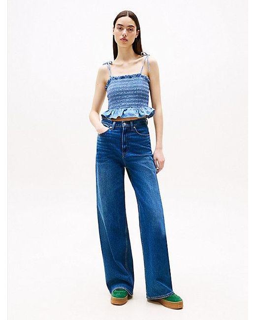 Top De Chambray Con Tirantes Anudables Tommy Hilfiger de color Blue