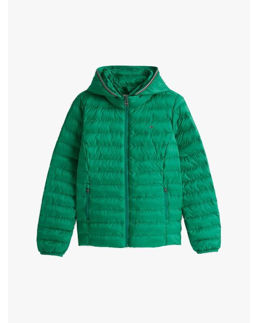 Giubbino Imbottito Leggero Con Cappuccio di Tommy Hilfiger in Green