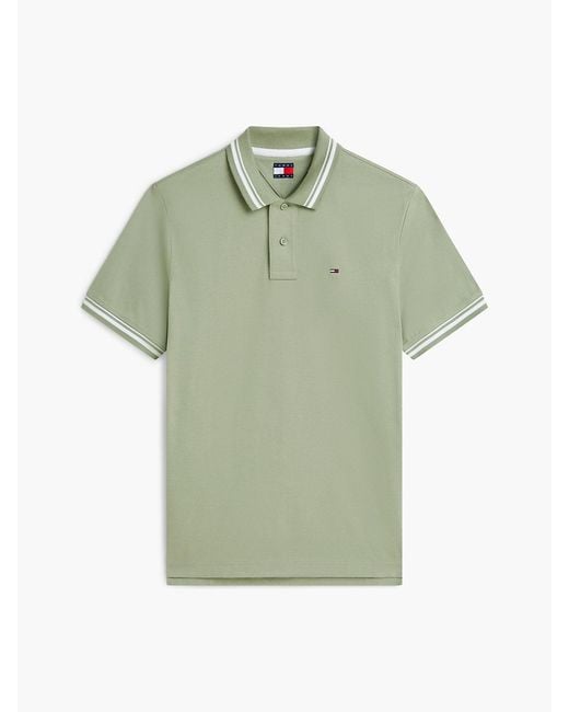 Tommy Hilfiger Green Tommy Flag Regular Fit Tipped Polo Shirt for men