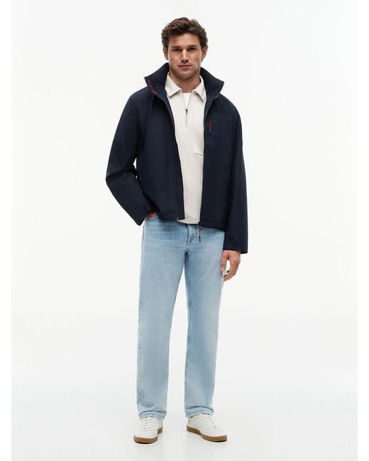 Tommy Hilfiger Blue Logo Collar Zip-Thru Jacket for men