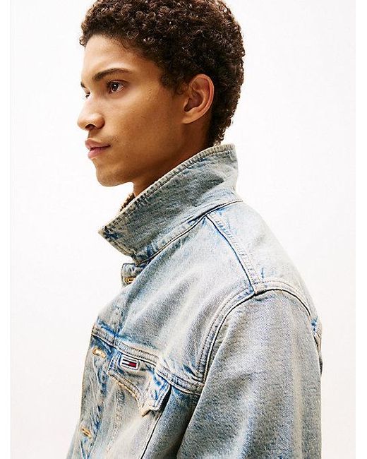 Tommy Hilfiger Isaac Relaxed Truckerjack Met Distressing in het Gray voor heren