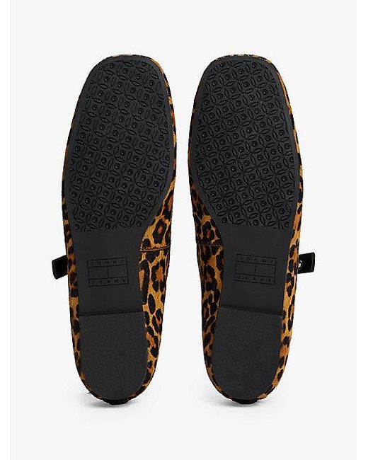 Tommy Hilfiger White Mary-Jane-Ballerina Mit Leoparden-Print