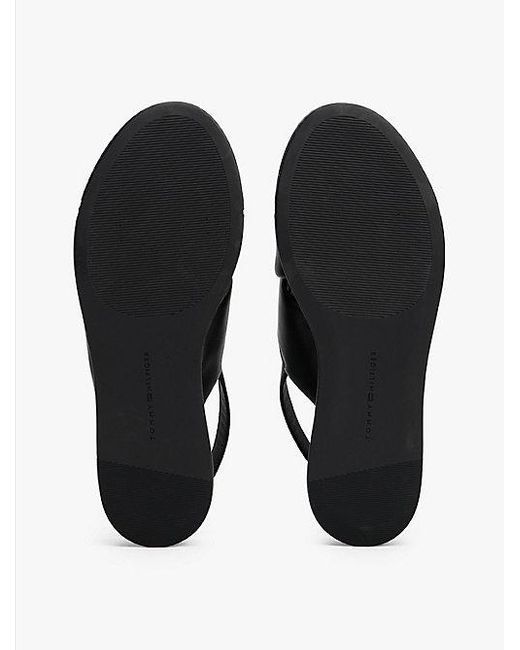 Tommy Hilfiger Leren Sandaal Met Plateauzool En Th-Monogram in het Black