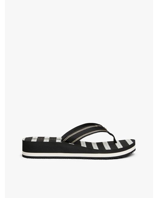Sandali Infradito Con Plateau E Righe di Tommy Hilfiger in White