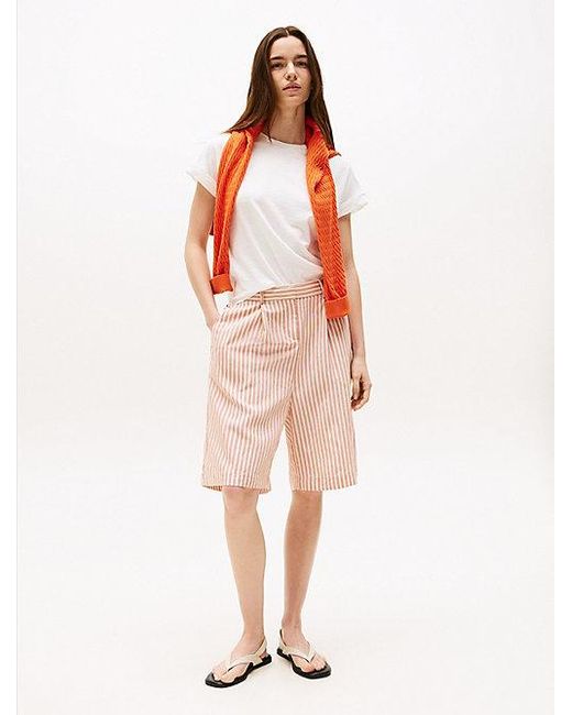 Camiseta Texturizada De Cuello Redondo Tommy Hilfiger de color White