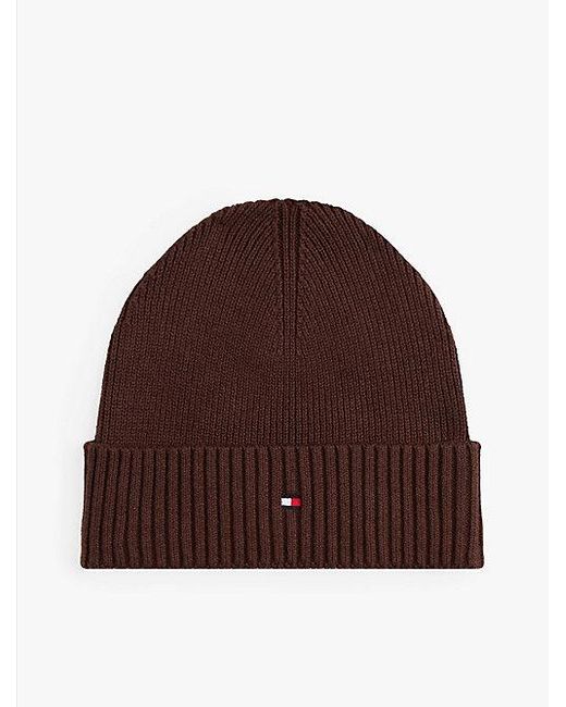 Tommy Hilfiger Hilfiger Flag Beanie Met Kasjmier En Borduursel in het Brown voor heren