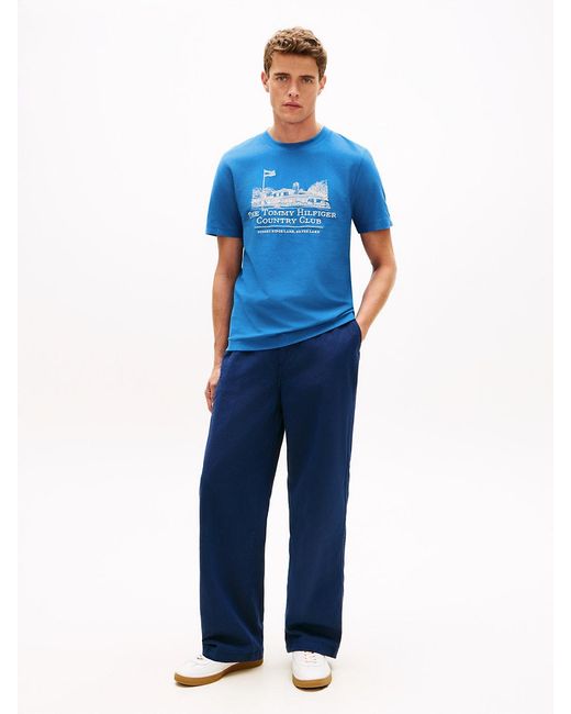 Tommy Hilfiger Blue Graphic Embroidery Jersey T-Shirt for men