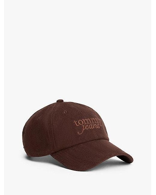 Gorra De Béisbol De Pana Con Logo Bordado Tommy Hilfiger de color Brown