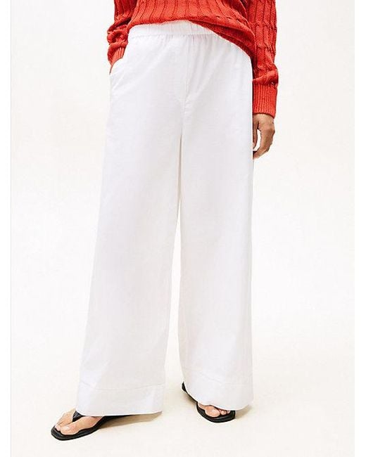 Tommy Hilfiger Relaxed Fit Broek Van Poplin Met Wijde Fit in het Red