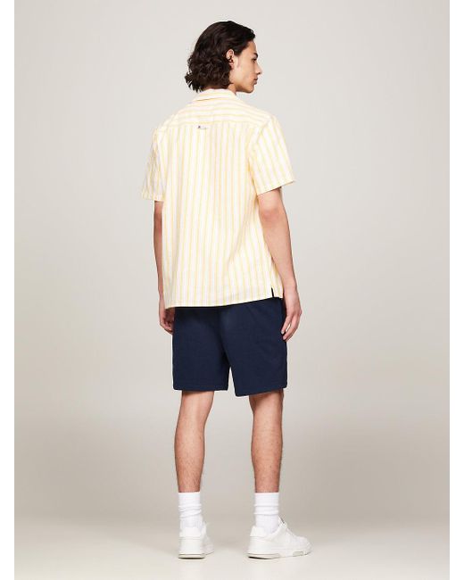 Tommy Hilfiger Natural Stripe Camp Collar Short Sleeve Shirt for men