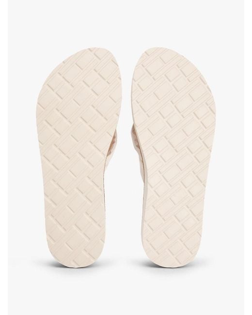 Tommy Hilfiger White Th Monogram Plaque Hemp Flip-Flops