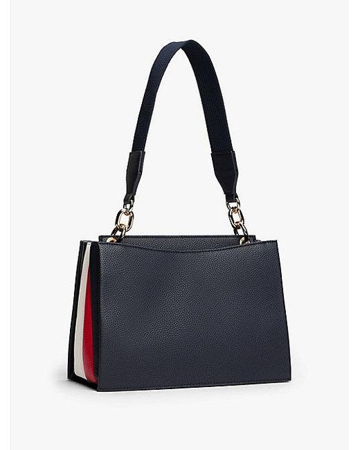 Bolso Satchel Con Monograma Th Tommy Hilfiger de color Blue