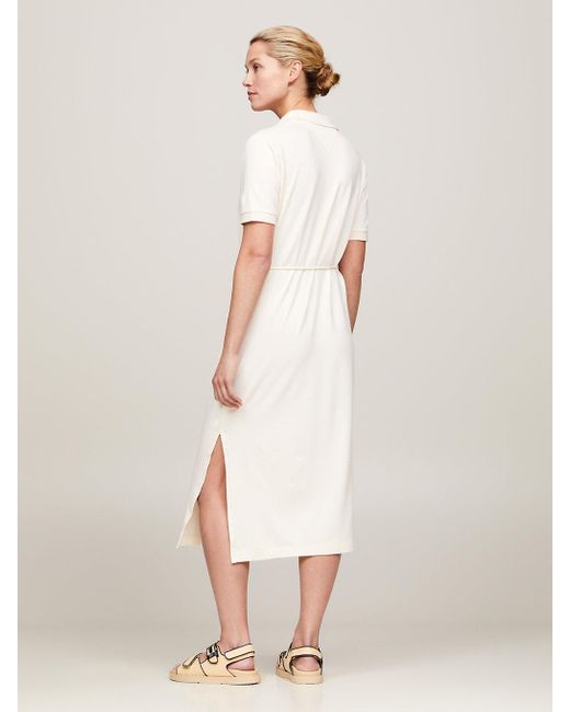 Tommy Hilfiger Natural Open Placket Midi Polo Dress
