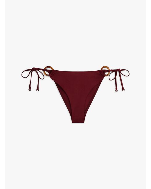 Tommy Hilfiger Orange Tortoiseshell Ring Side Tie Bikini Bottoms