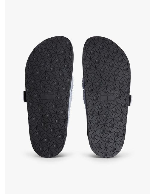 Tommy Hilfiger White Textured Suede Buckle Mules