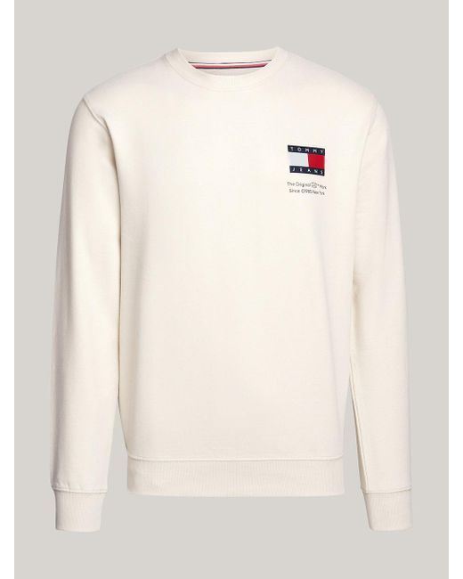 Tommy Hilfiger White Crew Neck Logo Sweatshirt for men