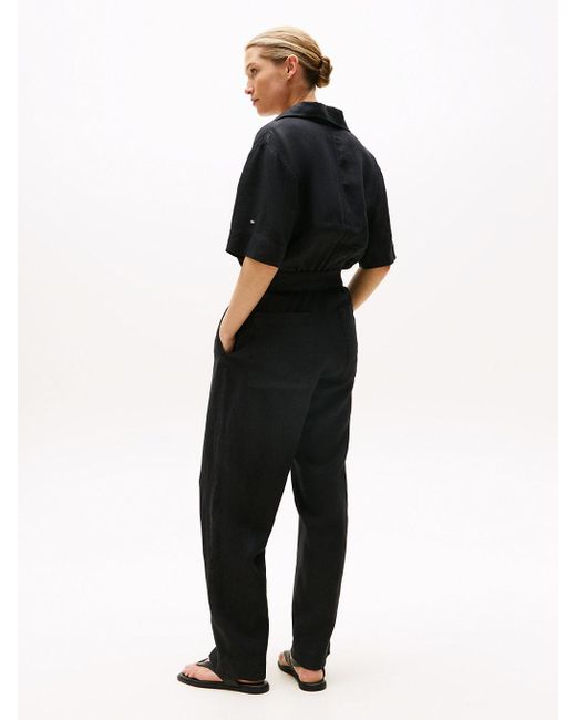 Combinaison En Lin Mélangé Ceinturée Tommy Hilfiger en coloris Black
