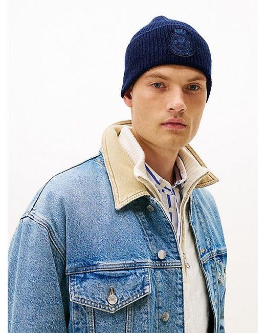 Gorro De Punto Con Insignia Th Tommy Hilfiger de hombre de color Blue
