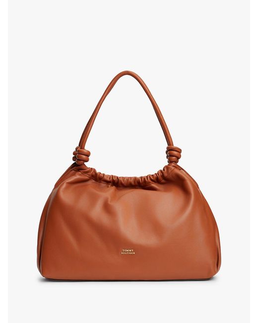 Tommy Hilfiger Brown Soft Leather Hobo Bag