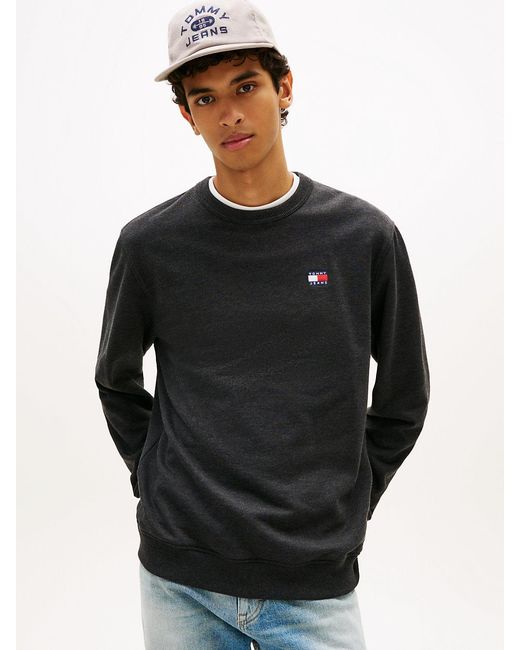 Tommy Hilfiger Black Tommy Badge Terry Crew Neck Sweatshirt for men