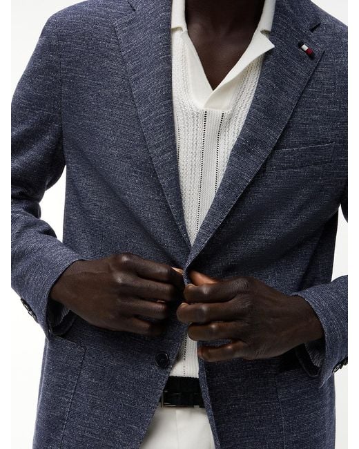 Tommy Hilfiger Blue Th Flex Regular Fit Jersey Single Breasted Blazer for men
