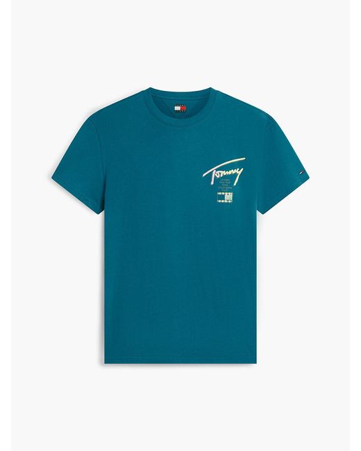 Tommy Hilfiger Blue Signature Logo Crew Neck T-Shirt for men