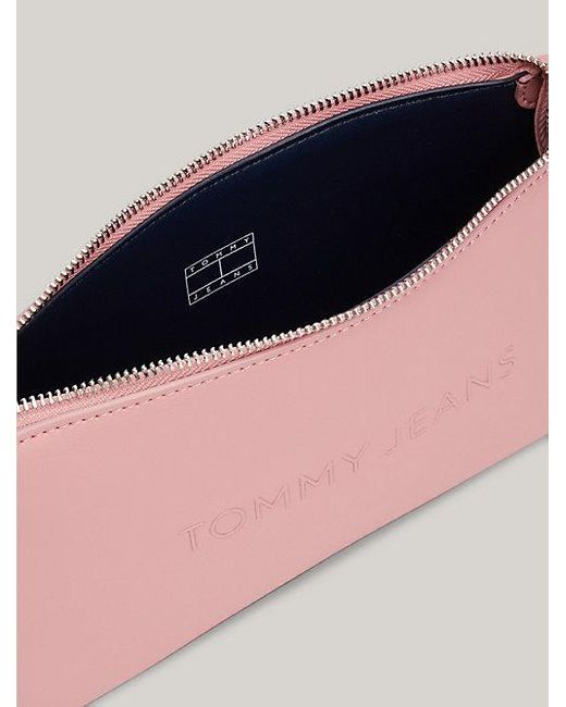Tommy Hilfiger Pink Essential Schultertasche aus Leder mit Logo
