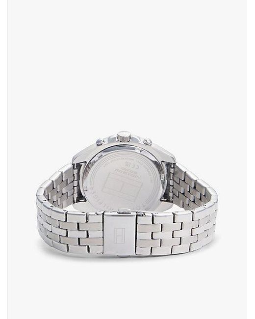 Tommy Hilfiger Gray Chronograf-Uhr Aus Edelstahl Mit Kristallverzierung
