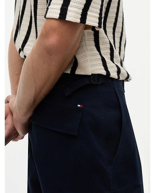 Tommy Hilfiger Blue Twill Relaxed Cargo Shorts for men