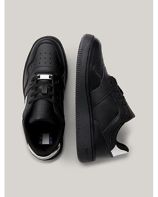 Tommy Hilfiger Retro Leren Sneaker Met Spiegelend Logo in het Black