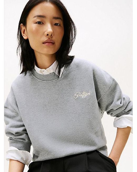 Sudadera De Corte Amplio Con Logo Bordado Tommy Hilfiger de color Gray