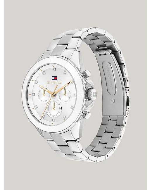 Tommy Hilfiger Roestvrijstalen Horloge Met Witte Wijzerplaat in het White