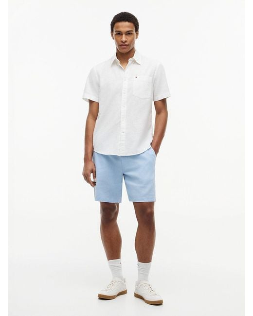 Tommy Hilfiger White Dover Linen Blend Regular Fit Chino Shorts for men