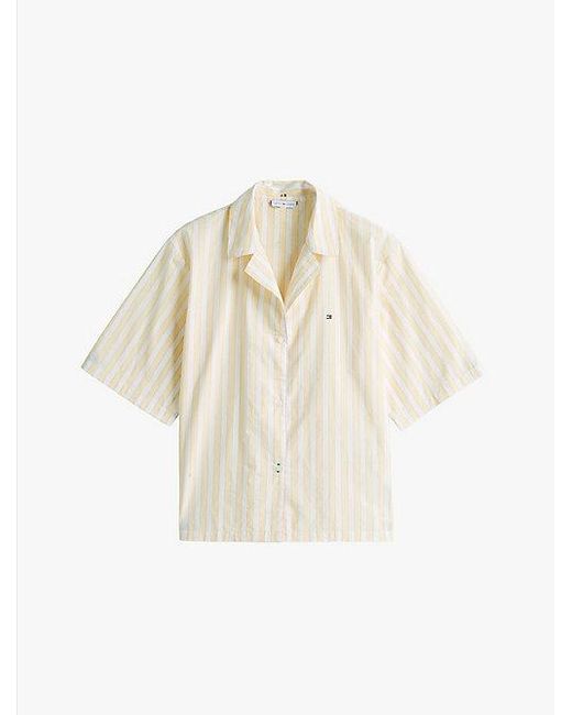 Tommy Hilfiger Poplin Pyjamashirt Met Korte Mouwen in het Natural