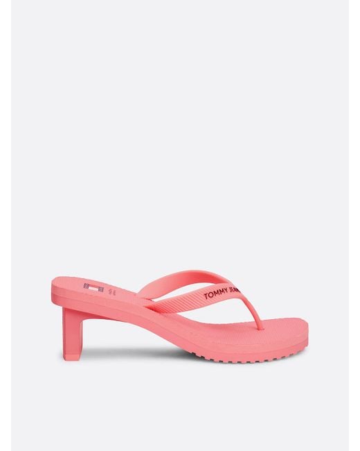 Tommy Hilfiger Pink Block Heel Flip-flops