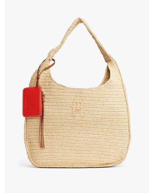 Tommy Hilfiger Natural Raffia Hobo Bag