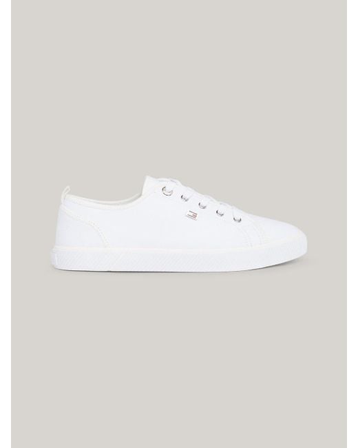 Tommy Hilfiger White Enamel Flag Canvas Trainers