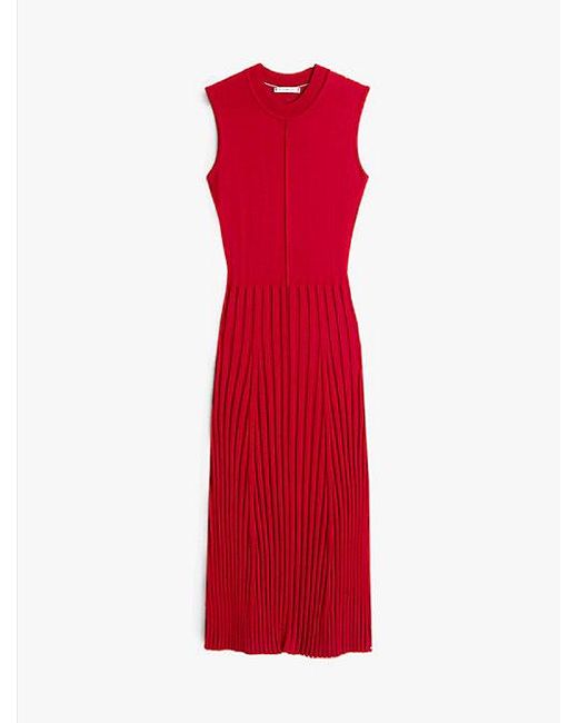 Tommy Hilfiger Red Ärmelloses Midi-Pullunderkleid Mit Seide